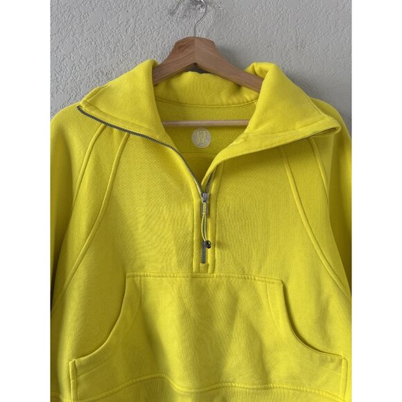 Lululemon Scruba Oversized Funnel Neck Half Zip Sweater Sonic Yellow Cotton XS/S - Picture 5 of 10